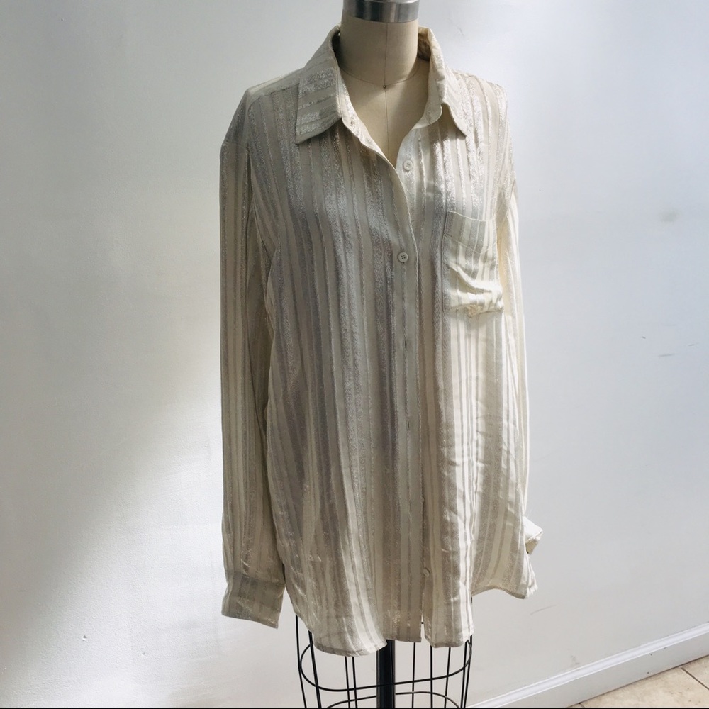 Rebecca Minkoff Lurex Stripe Button Down